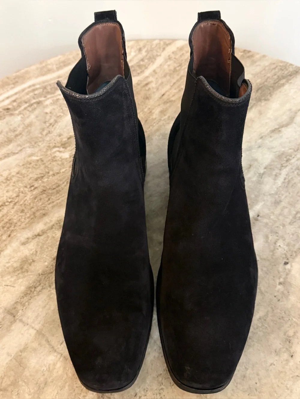 FERRAGAMO BLACK SUEDE CHELSEA BOOTS US 13 D MADE IN ITALY ANKLE $1200 PULL ON